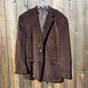 Stafford Mens Blazer Brown Corduroy 2 Button Lined Classic Jacket Sport Coat 54